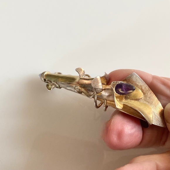 Stunning Handcrafted 10k & 925 Silver Pendant With Amethysts - Picture 3 of 6